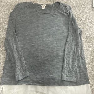 J Crew grey sweater with white shirt detail Size S